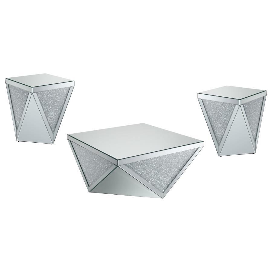 Amore - Mirrored Coffee Table Set Table Sets by Coaster Fine Furniture - Walls Furniture & Mattress