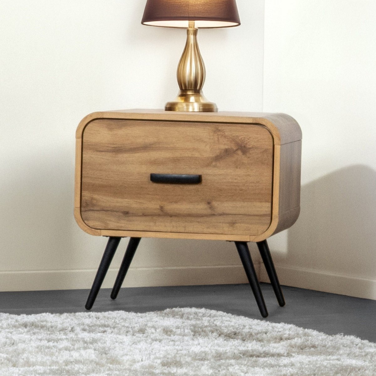Rowan - One Drawer End Table/Bedside Table - Natural End Tables by New Classic - Walls Furniture & Mattress