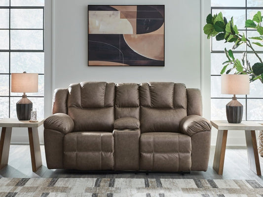 Lowilla - Double Reclining Loveseat With Console - Driftwood Reclining Loveseats by Signature Design by Ashley® - Walls Furniture & Mattress