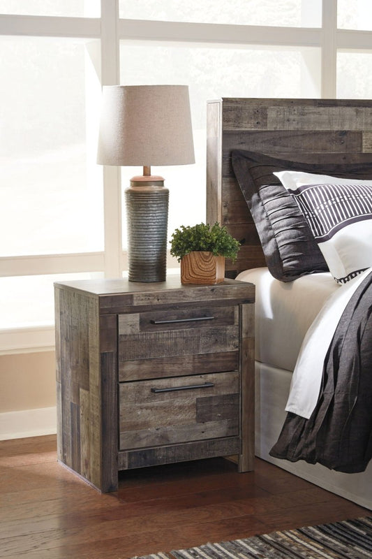 Derekson - Two Drawer Night Stand - Multi Gray Accent Nightstands by Benchcraft® - Walls Furniture & Mattress