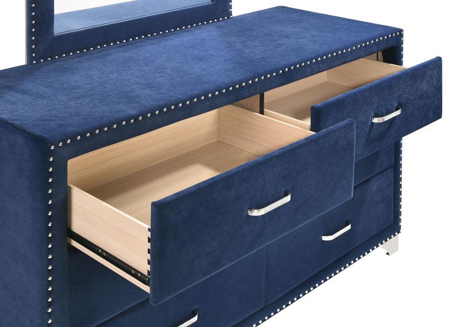 Melody - 6 - Drawer Upholstered Dresser With Mirror Dresser & Mirror by CoasterEveryday - Walls Furniture & Mattress