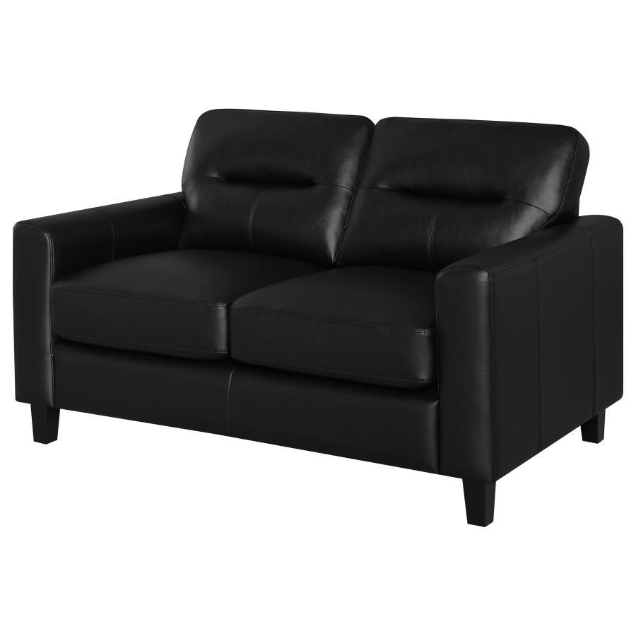 Scotland - Faux Leather Upholstered Track Arm Loveseat Stationary Loveseats by Coaster Fine Furniture - Walls Furniture & Mattress