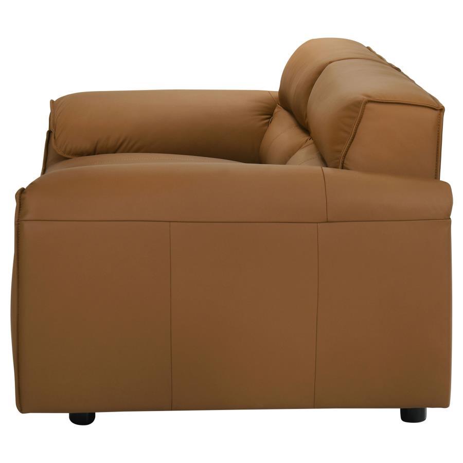 Buxton - Top Grain Leather Upholstered Loveseat Stationary Loveseats by Coaster Fine Furniture - Walls Furniture & Mattress