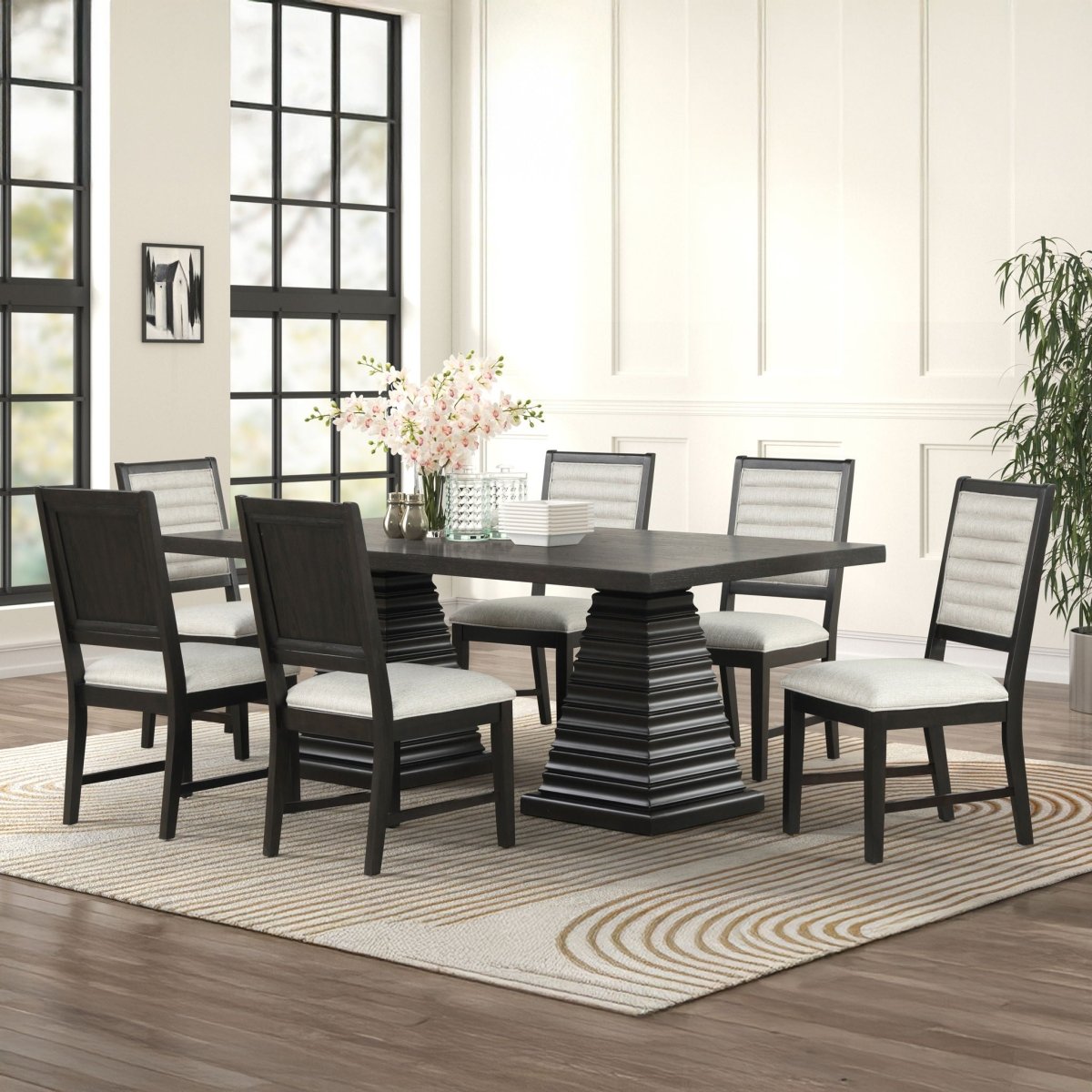 Plateau - 78" Rectangle Dining Table Set 5 Piece Dining Room Sets by New Classic - Walls Furniture & Mattress