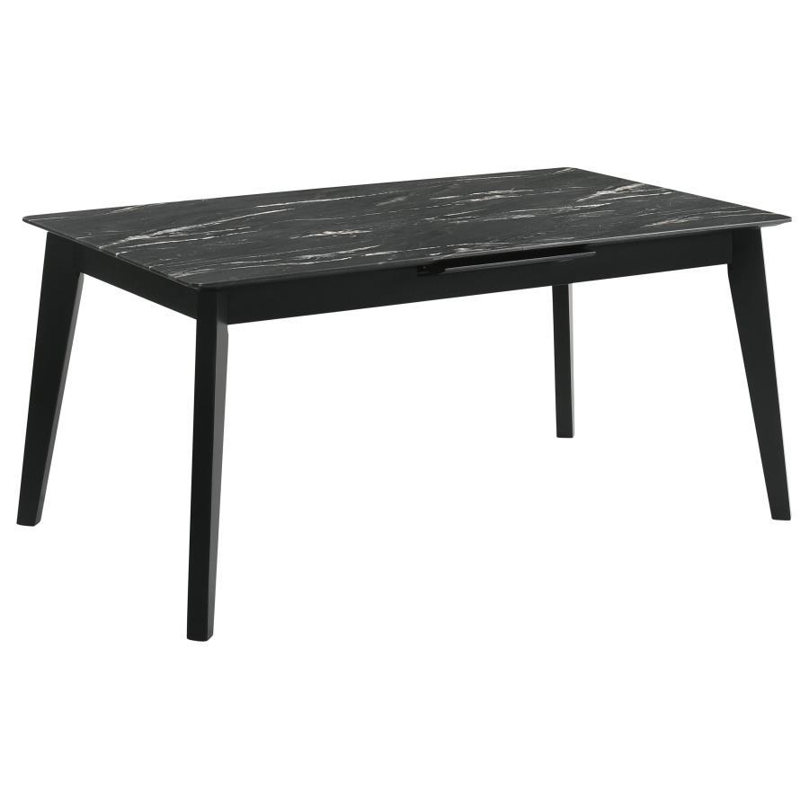 Crestmont - Extension Dining Table Faux Marble - Black Dining Tables with Extensions by CoasterEssence - Walls Furniture & Mattress