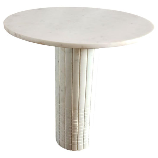 Astoria - Round Genuine Marble Side End Table - White End Tables by Coaster Fine Furniture - Walls Furniture & Mattress