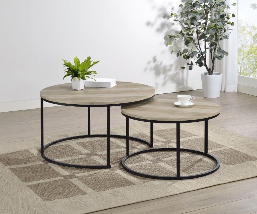 Lainey - 2 Piece Round Faux Marble Nesting Coffee Table Nesting Tables by CoasterEveryday - Walls Furniture & Mattress