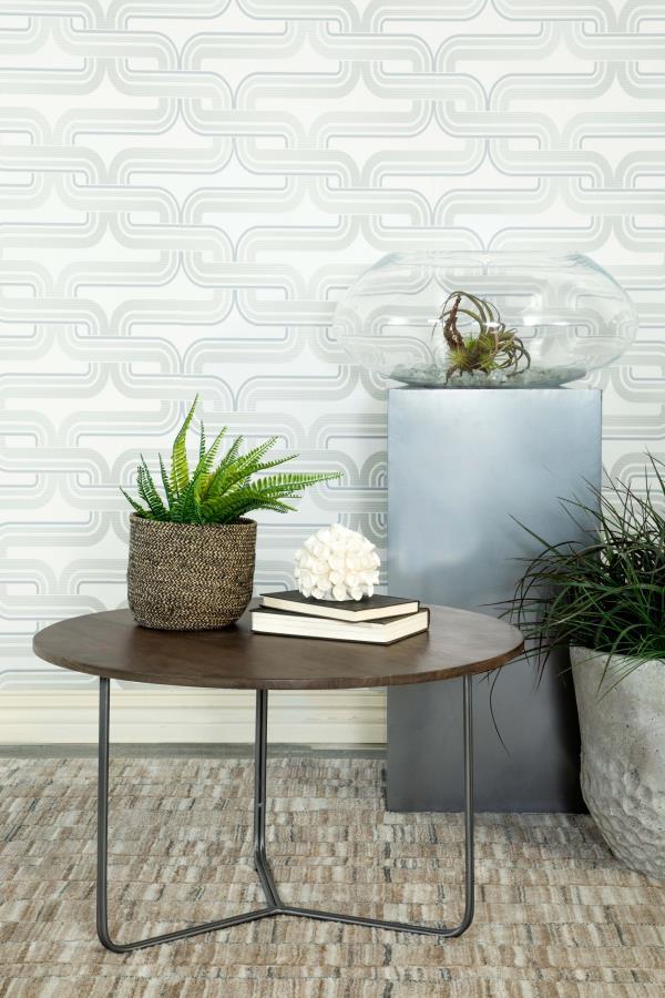 Yaritza - Round Mango Wood Coffee Table - Natural And Gunmetal Coffee Tables by CoasterEssence - Walls Furniture & Mattress