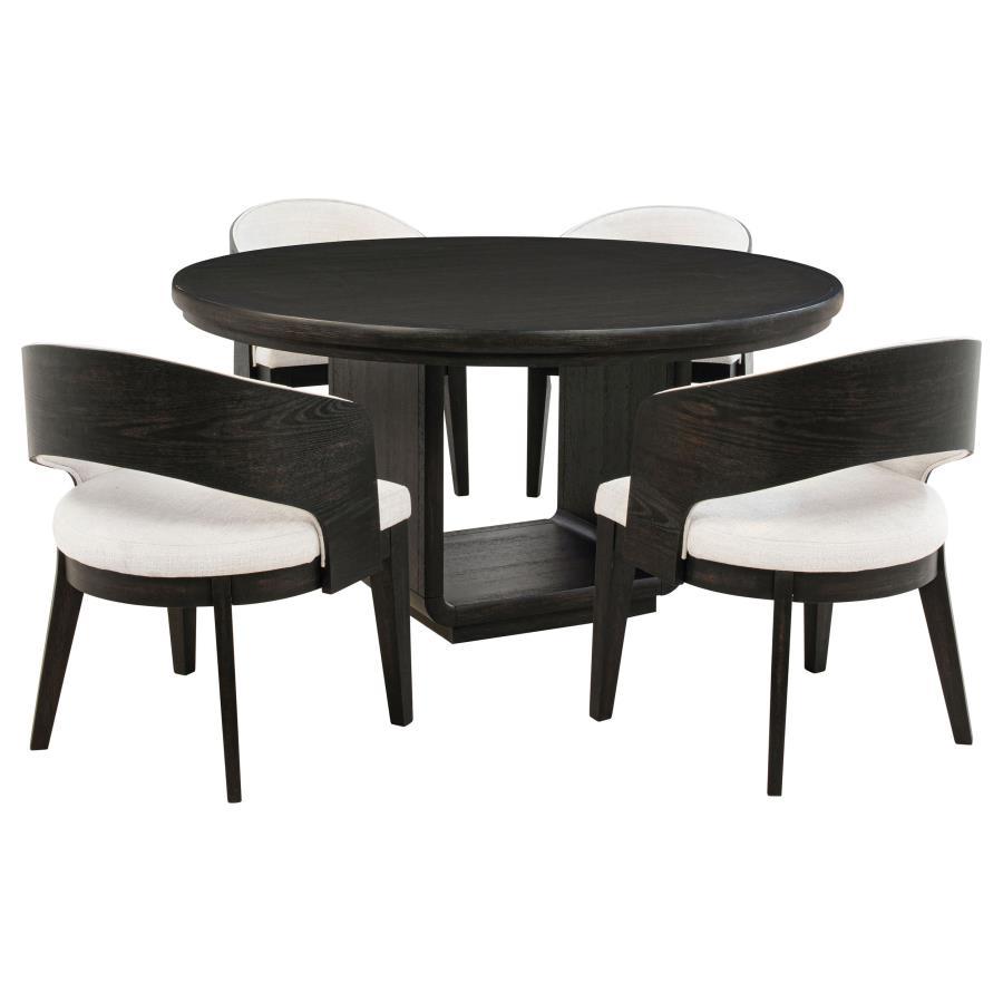 Leandro - 5 Piece Round Dining Table Set - Burnished Black 5 Piece Dining Room Sets by Coaster Fine Furniture - Walls Furniture & Mattress
