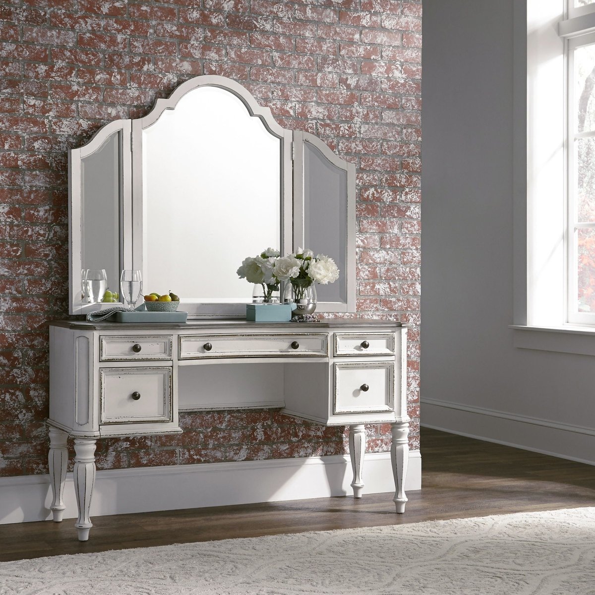 Magnolia Manor - 3 Piece Vanity Set - White Vanity Sets by Liberty Furniture - Walls Furniture & Mattress