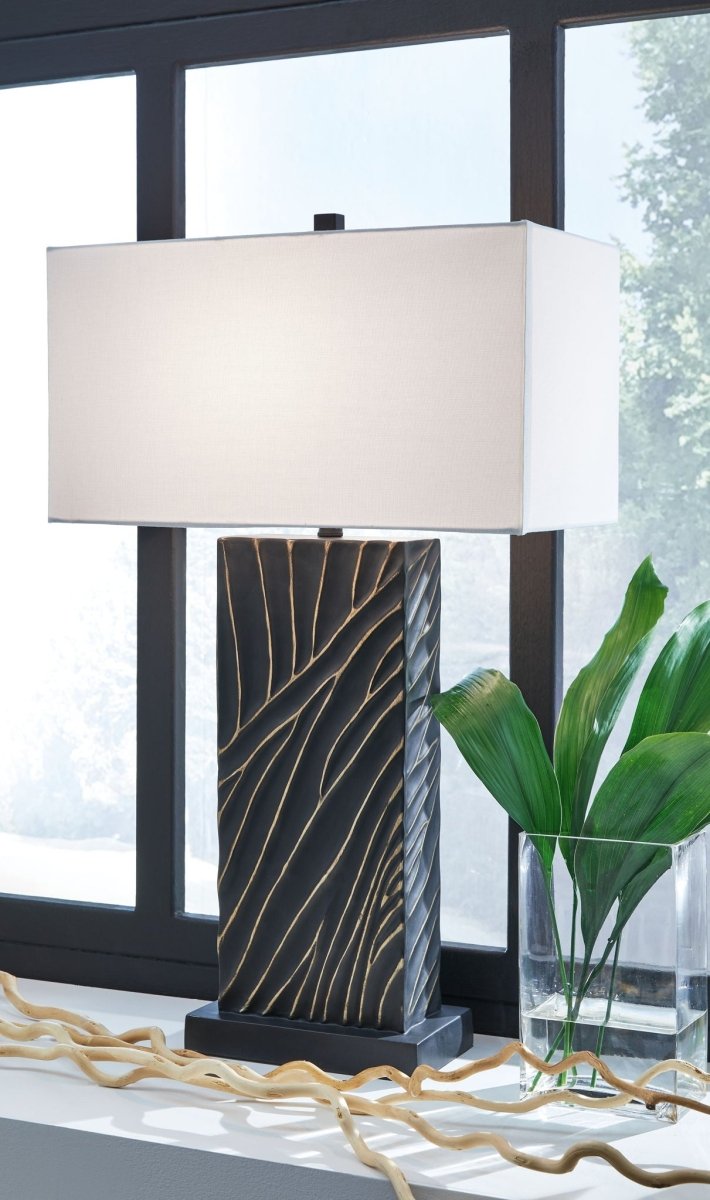 Bartlen - Poly Table Lamp - Black / Gold Finish Table Lamps by Signature Design by Ashley® - Walls Furniture & Mattress