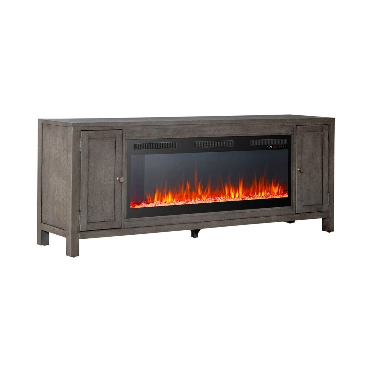 Fireplace TV Consoles - 406 78" Console With Fire FTS - Brown Fireplace TV Stands by Liberty Furniture - Walls Furniture & Mattress