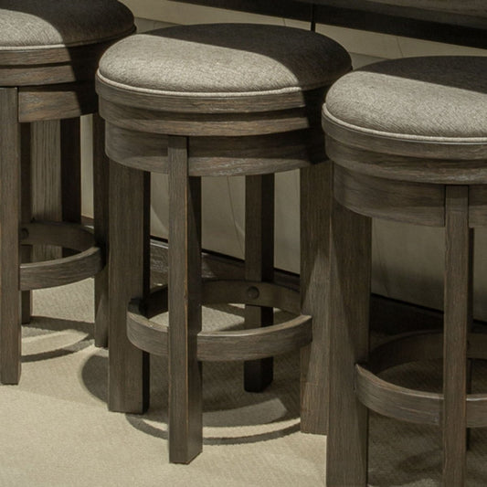 Lennox Hill - Upholstered Swivel Console Stool - Dark Brown Counter Height (24" - 27") by Liberty Furniture - Walls Furniture & Mattress