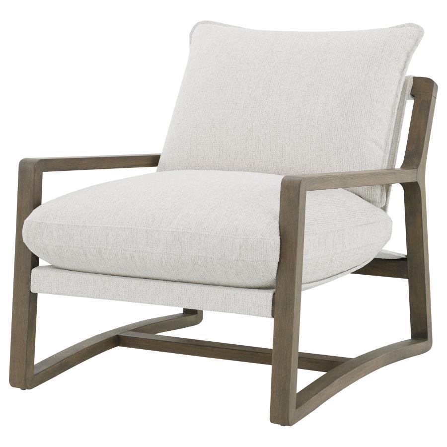 Geneva - Boucle Upholstered Wood Arm Accent Chair - Sand Arm Chairs by Coaster Fine Furniture - Walls Furniture & Mattress