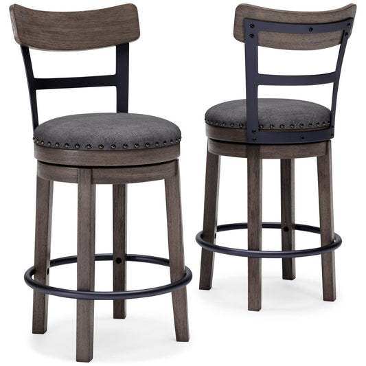 Caitbrook - UPH Swivel Barstool - Gray Counter Height (24"-27") by Signature Design by Ashley® - Walls Furniture & Mattress