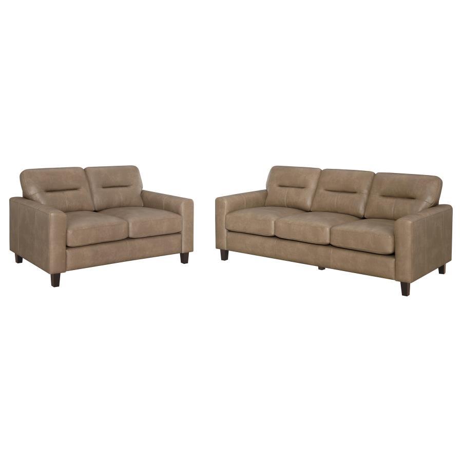 Scotland - Faux Leather Upholstered Sofa Set Stationary Sofas & Loveseats by Coaster Fine Furniture - Walls Furniture & Mattress