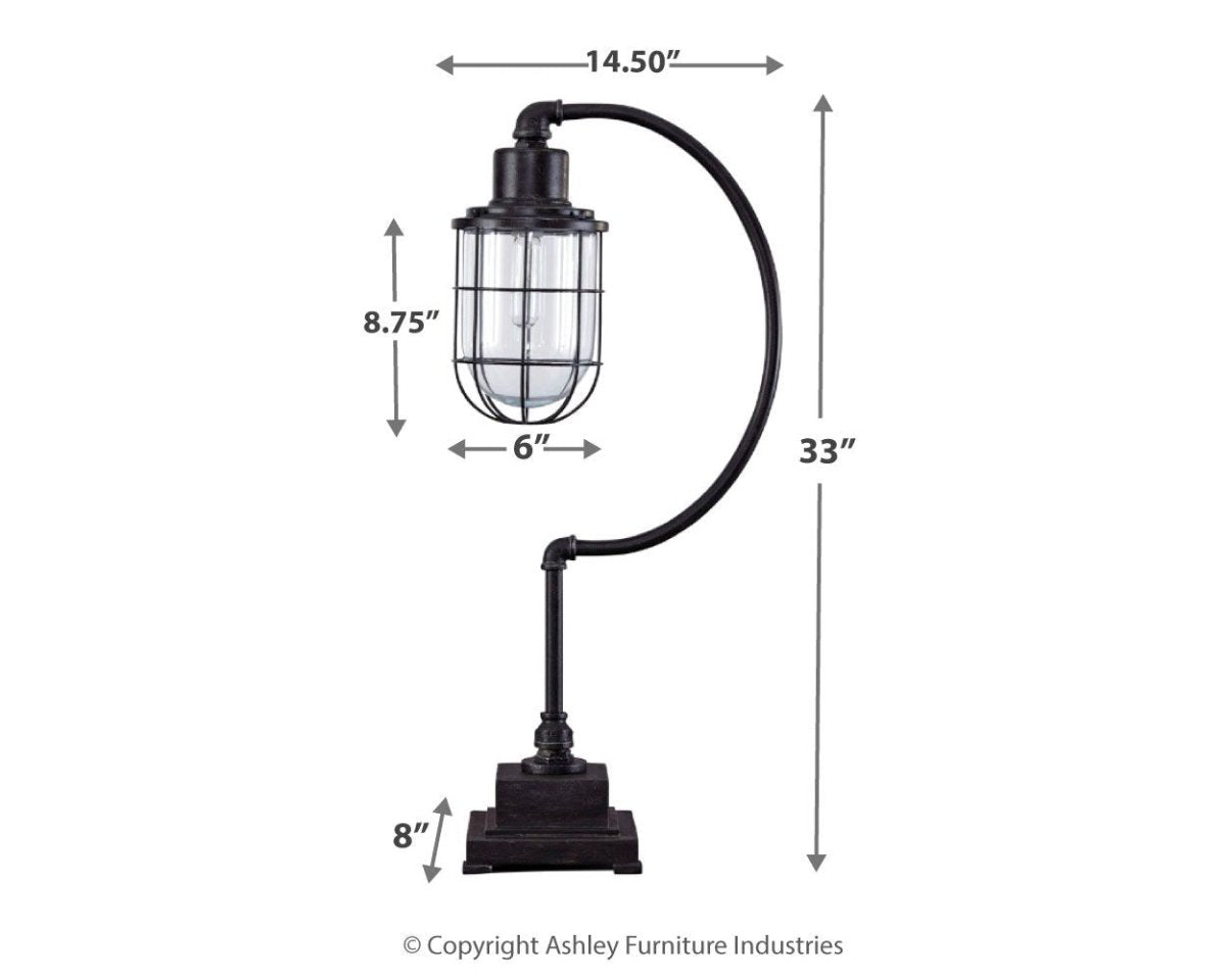 Jae - Metal Desk Lamp - Antique Black Table Lamps by Signature Design by Ashley® - Walls Furniture & Mattress