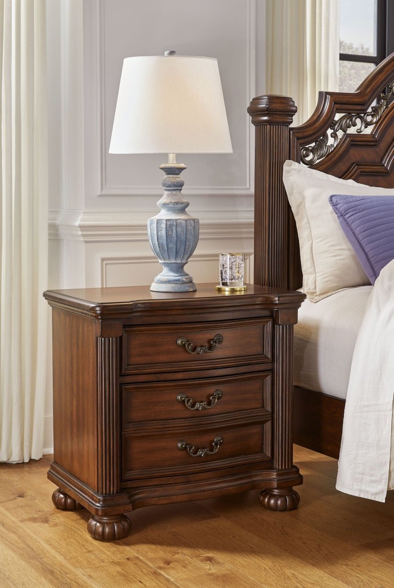 Lavinton - Three Drawer Night Stand - Brown Nightstands w/ Charging Stations by Signature Design by Ashley® - Walls Furniture & Mattress