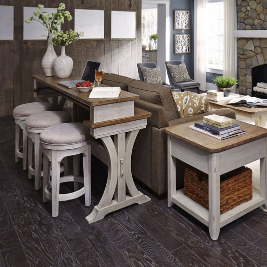 Farmhouse Reimagined - 4 Piece Dining Room Set - White 4 Piece Dining Room Sets by Liberty Furniture - Walls Furniture & Mattress
