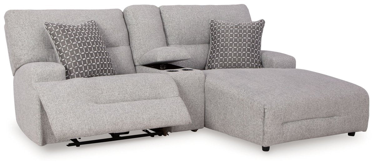 Acklen Place - 4 Pc. - 3 - Piece Power Reclining Sectional Sofa With Raf Chaise, Wide Seat Power Recliner - Pewter 4 Piece Living Room Sets by Signature Design by Ashley® - Walls Furniture & Mattress