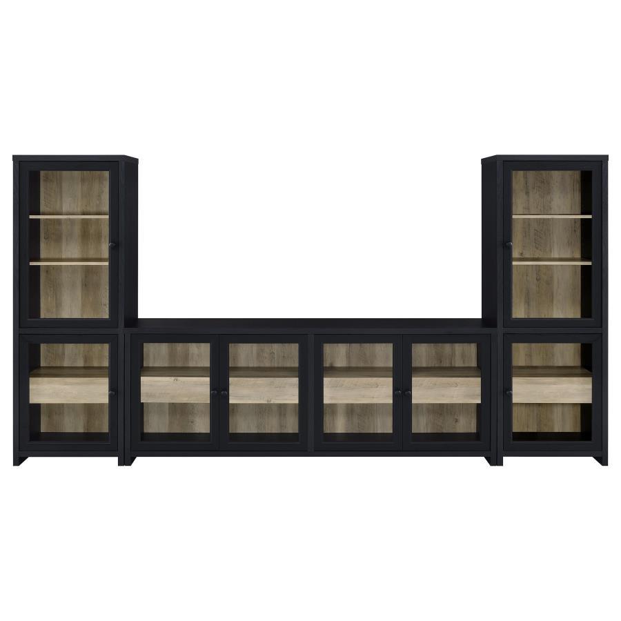 Denison - 3 Piece Entertainment Center 79" TV Stand - Black Entertainment Centers by Coaster Fine Furniture - Walls Furniture & Mattress