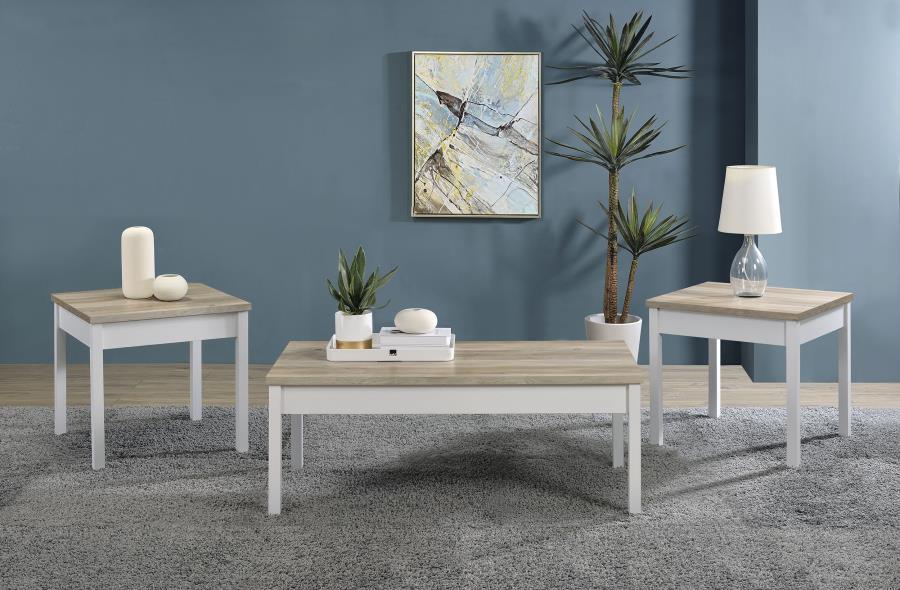 Stacie - 3 Piece Coffee Table Set - Distressed Pine Table Sets by Coaster Fine Furniture - Walls Furniture & Mattress