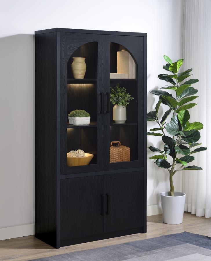 Riva - 4 - Door Tall Accent Display Cabinet LED Lighting - Black Display Cabinets by Coaster Fine Furniture - Walls Furniture & Mattress