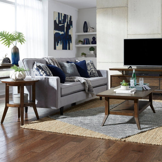 Ventura Blvd - 3 Piece Table Set (1 Cocktail Table 2 Round End Tables) - Dark Brown Table Sets by Liberty Furniture - Walls Furniture & Mattress