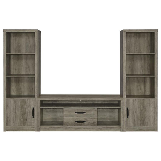 Burke - 3 Piece TV Entertainment Center - Gray Driftwood Entertainment Centers by Coaster Fine Furniture - Walls Furniture & Mattress