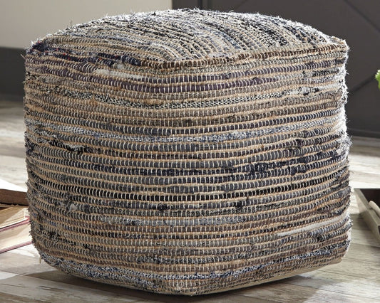 Absalom - Pouf - Denim Accent Poufs by Signature Design by Ashley® - Walls Furniture & Mattress