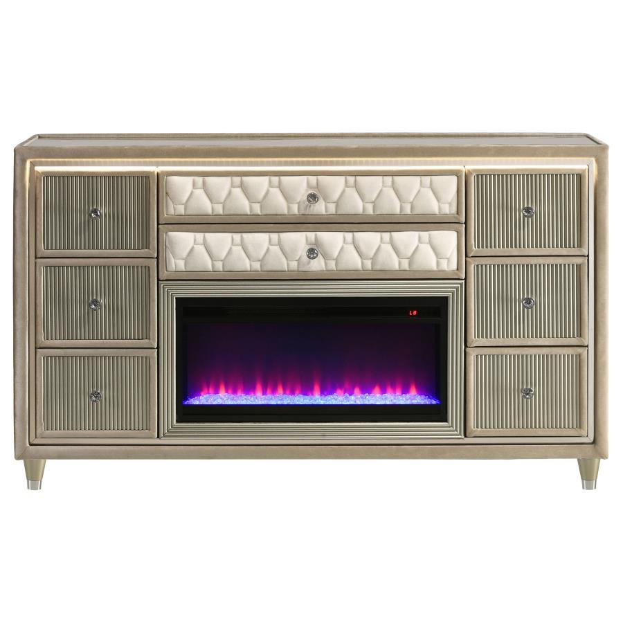 Lorient - 8 - Drawer LED Bedroom Flame Box Dresser Dressers by Coaster Fine Furniture - Walls Furniture & Mattress