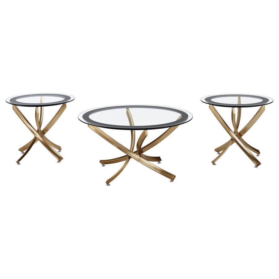 Brooke - Round Coffee Table Set Table Sets by Coaster Fine Furniture - Walls Furniture & Mattress