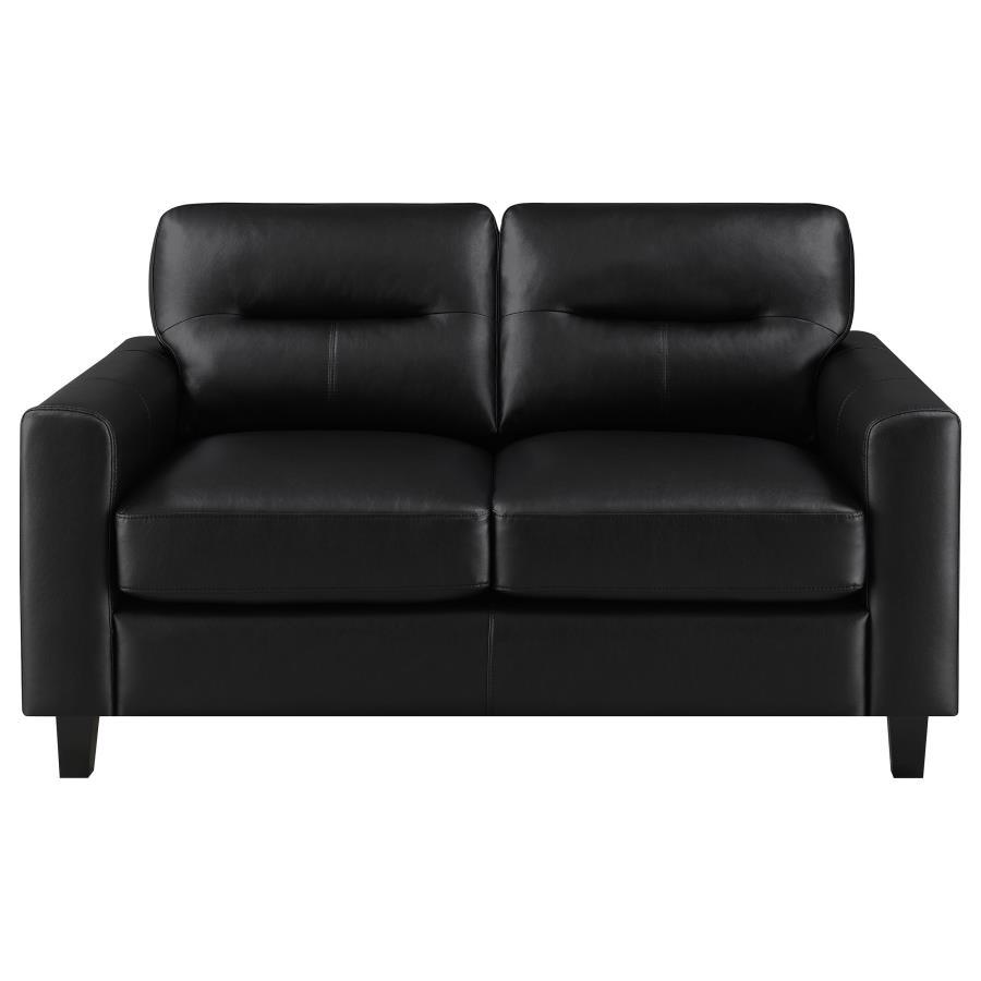Scotland - Faux Leather Upholstered Track Arm Loveseat Stationary Loveseats by Coaster Fine Furniture - Walls Furniture & Mattress