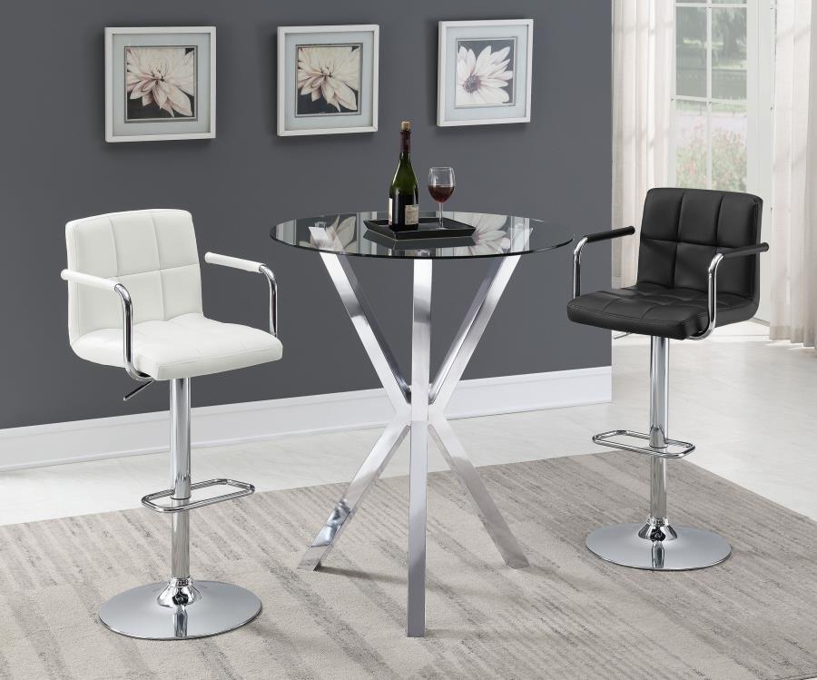 Denali - Round Glass Top Bistro Bar Table - Chrome Bar Tables by CoasterEssence - Walls Furniture & Mattress