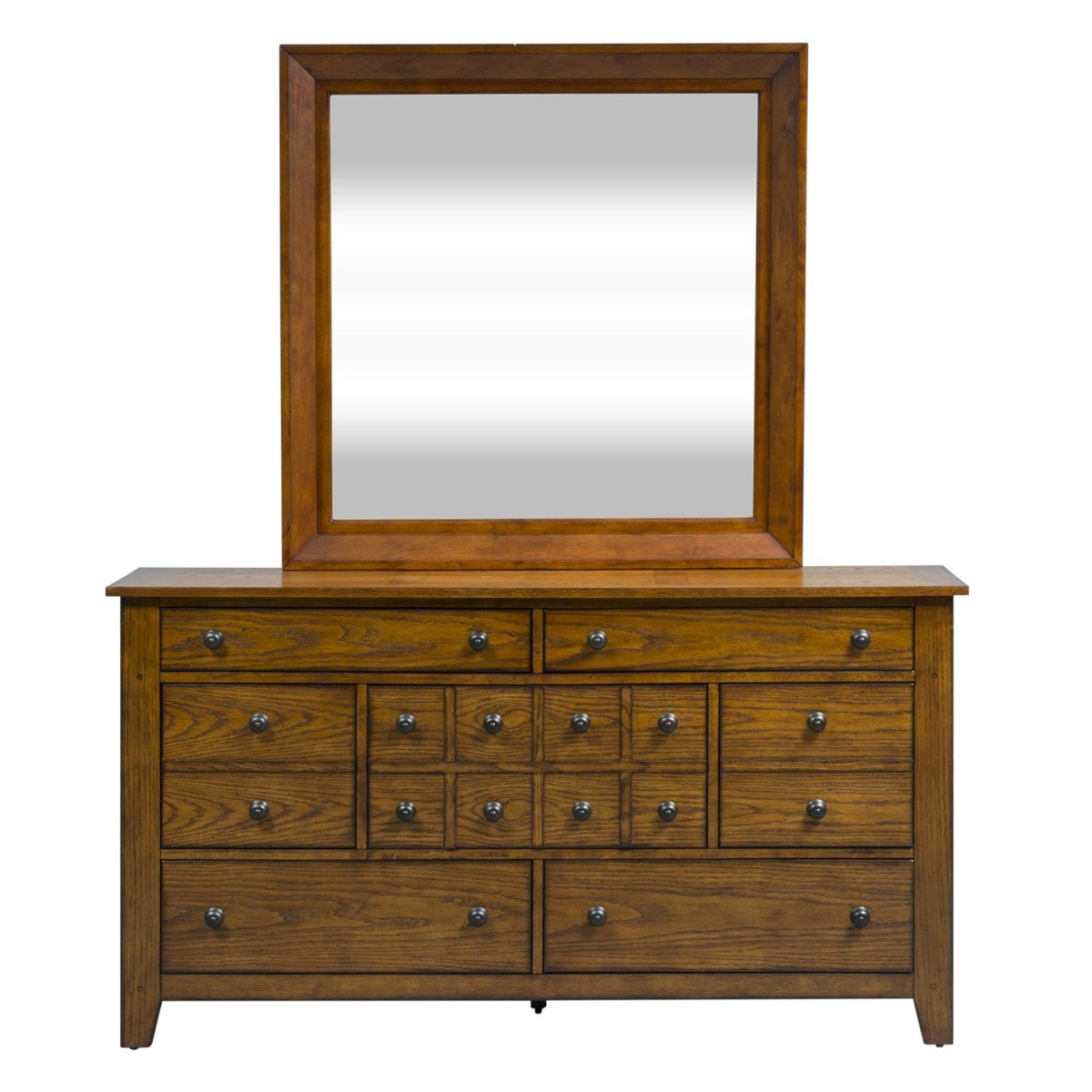 Grandpas Cabin - Dresser & Mirror - Light Brown Dresser & Mirror by Liberty Furniture - Walls Furniture & Mattress