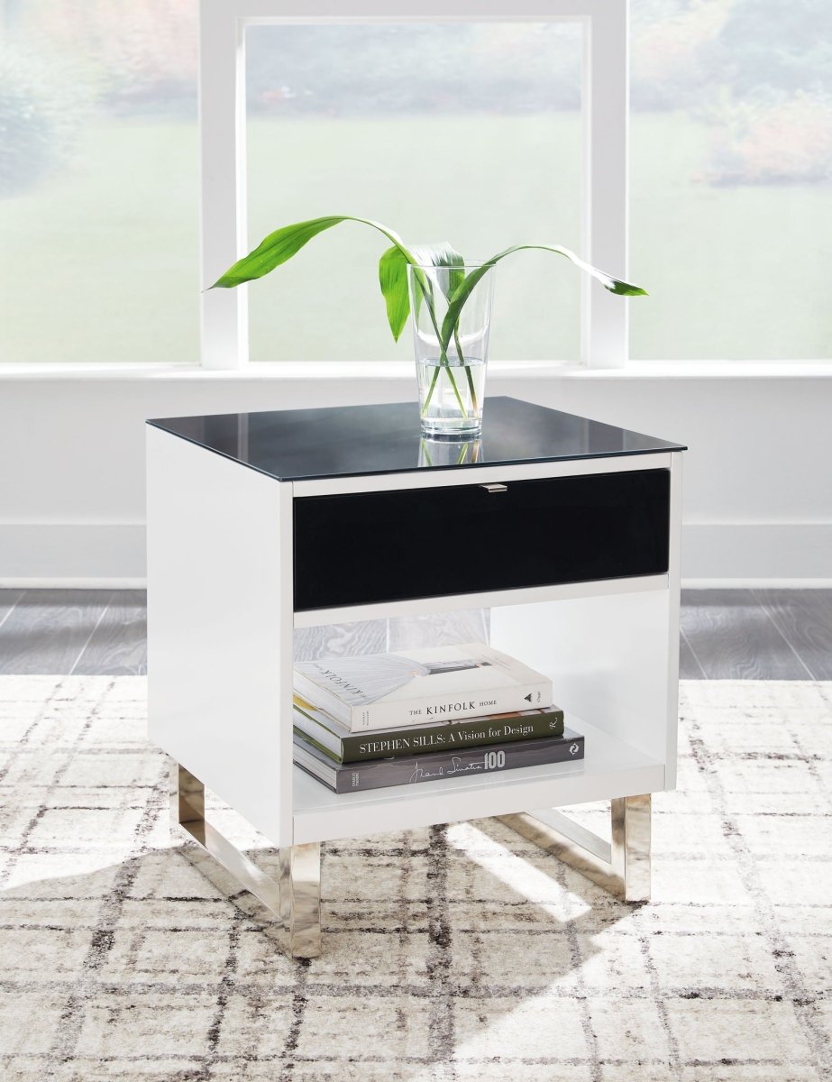 Gardoni - Rectangular End Table - White / Black End Tables by Signature Design by Ashley® - Walls Furniture & Mattress