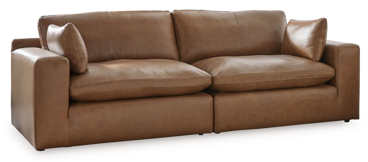 Emilia - 3 Pc. - 2 - Piece Sectional Loveseat, Ottoman - Caramel 3 Piece Living Room Sets by Signature Design by Ashley® - Walls Furniture & Mattress