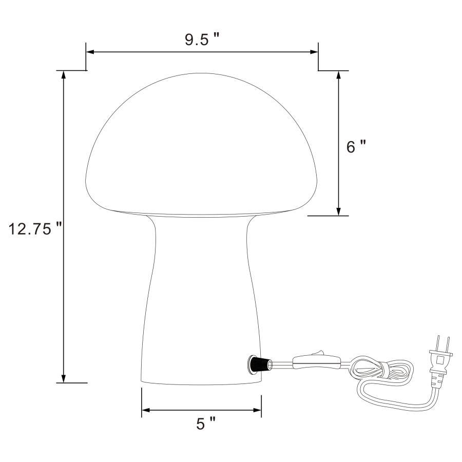 Kanaby - Mushroom Shaped Glass Bedside Table Lamp - White Table Lamps by Coaster Fine Furniture - Walls Furniture & Mattress