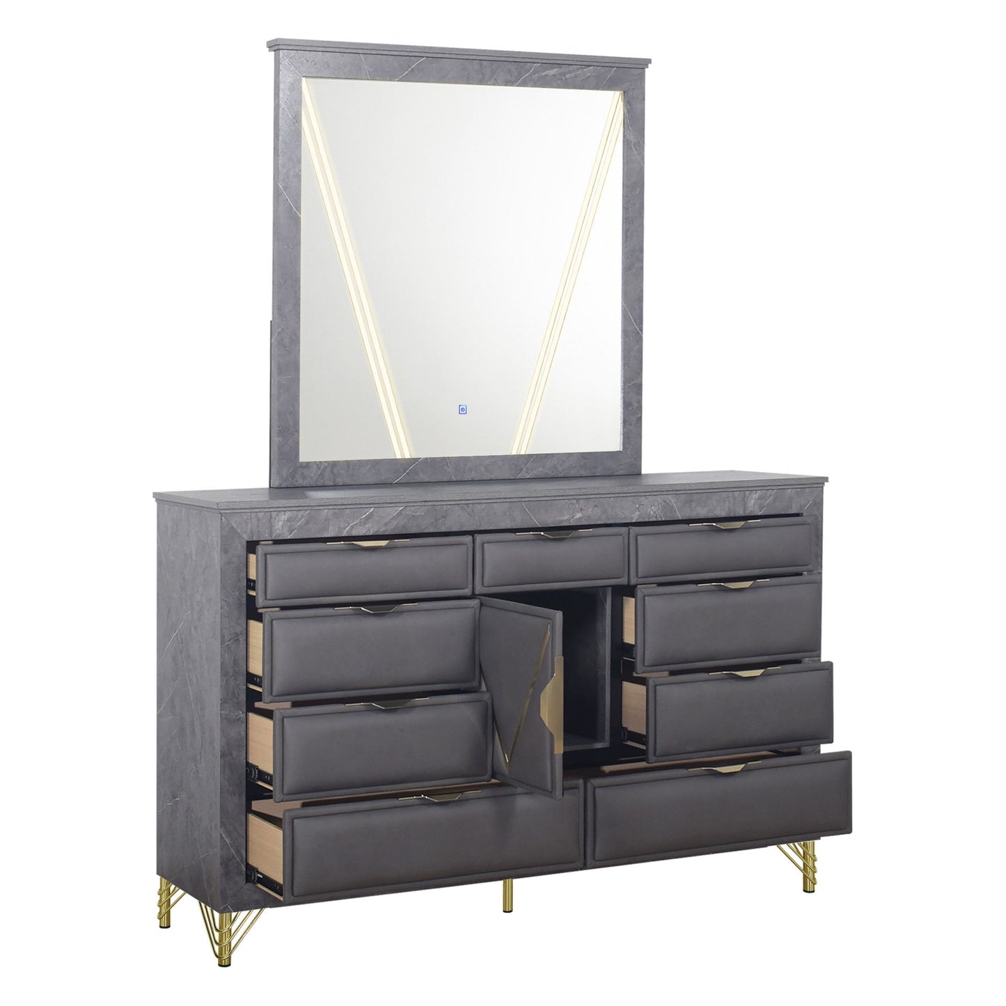 Symmetry - Lighted Mirror - Charcoal