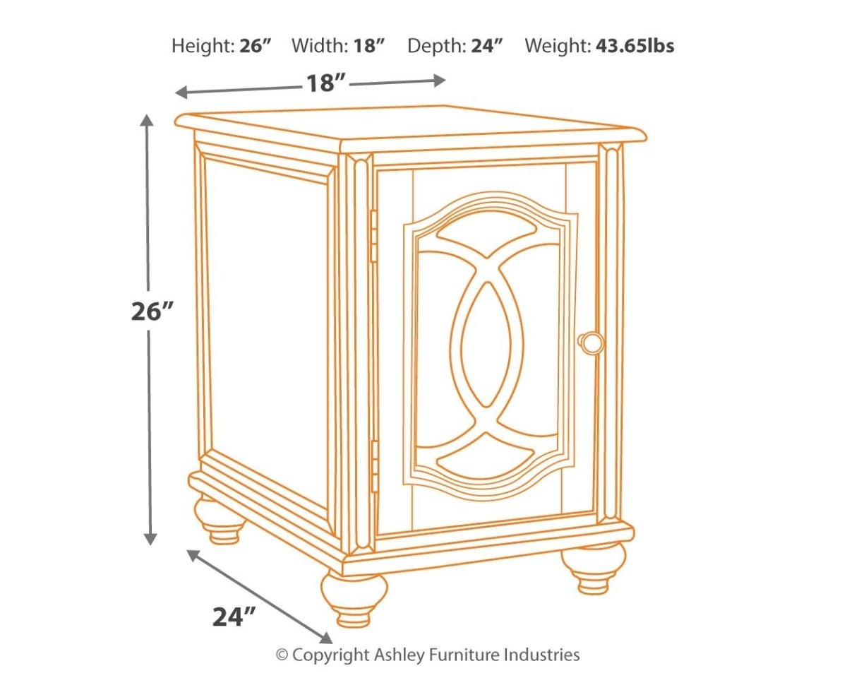 Realyn - Chair Side End Table - Insert Mirror - White / Brown End Tables by Signature Design by Ashley® - Walls Furniture & Mattress