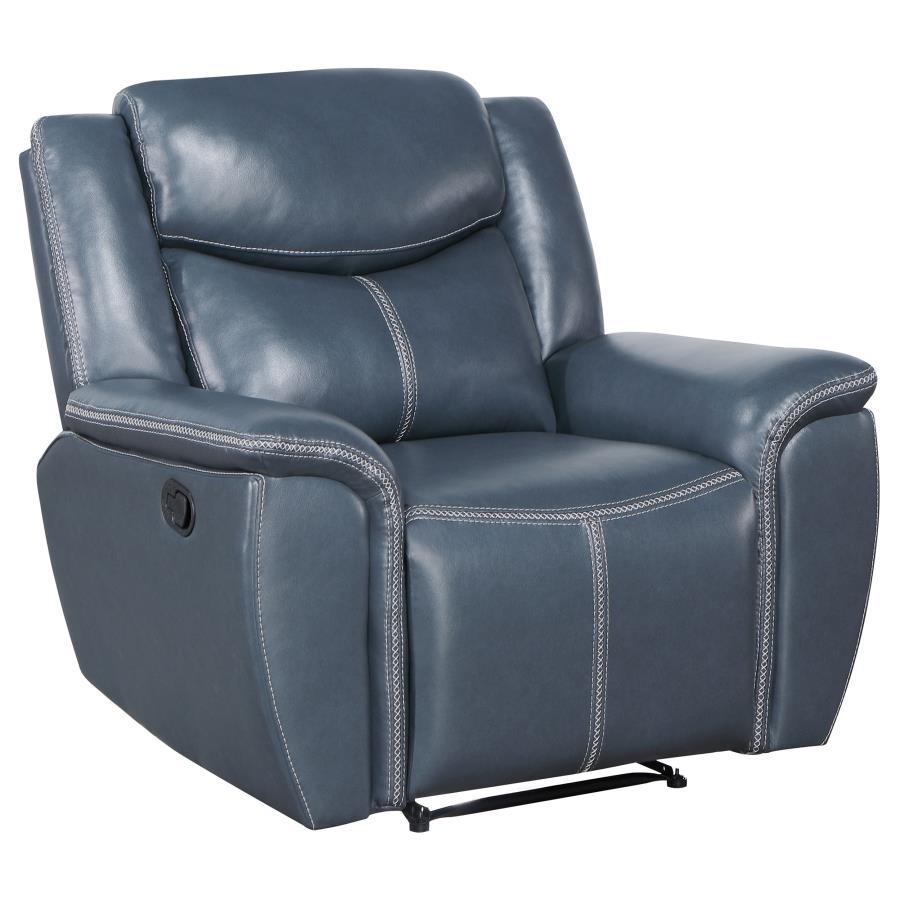Sloane - Upholstered Padded Arm Recliner Chair - Blue Reclining Chairs by Coaster Fine Furniture - Walls Furniture & Mattress