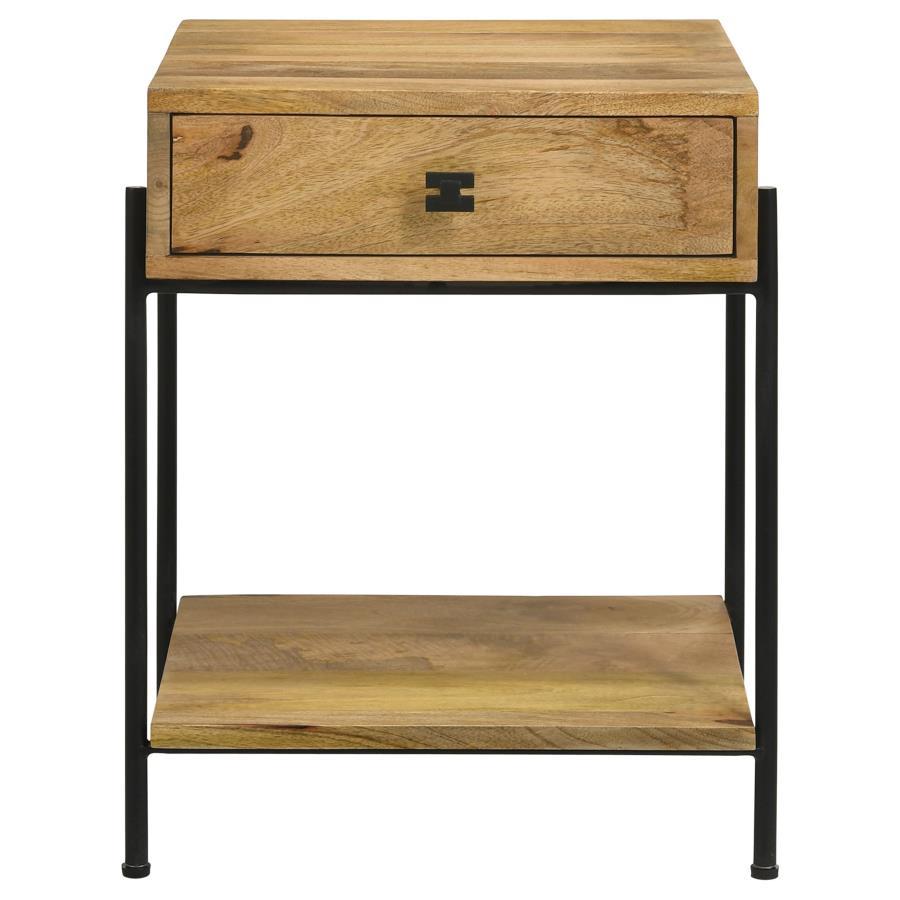 Declan - 1 - Drawer Wood Accent Side Table - Natural Mango Side Tables by CoasterEssence - Walls Furniture & Mattress