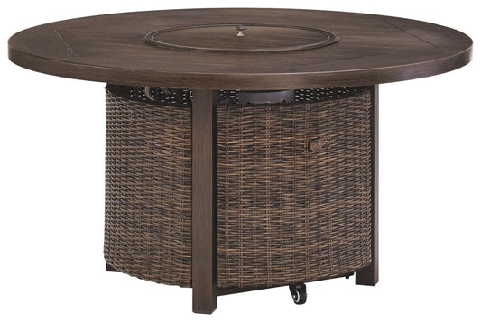 Paradise Trail - Round Fire Pit Table - Medium Brown Fire Pits by Signature Design by Ashley® - Walls Furniture & Mattress