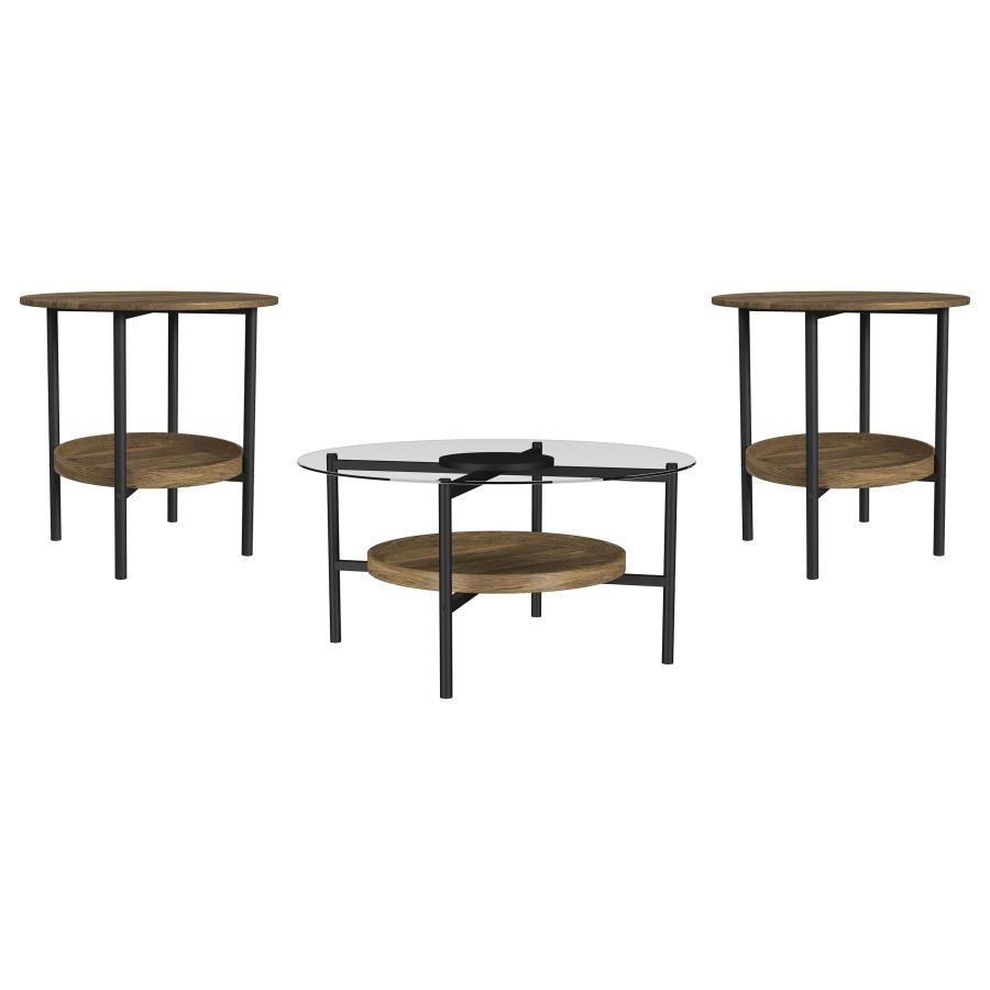 Delfin - Round Coffee Table Set Table Sets by Coaster Fine Furniture - Walls Furniture & Mattress