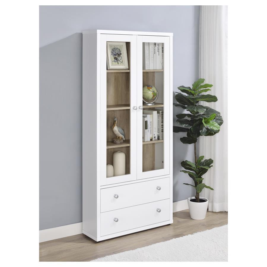 Hawthorne - 4 - Shelf Glass Door Tall Cabinet With Drawers Display Cabinets by Coaster Fine Furniture - Walls Furniture & Mattress