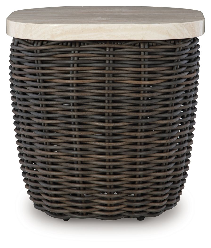 Kimora - Square End Table - Beige / Dark Brown End Tables by Signature Design by Ashley® - Walls Furniture & Mattress