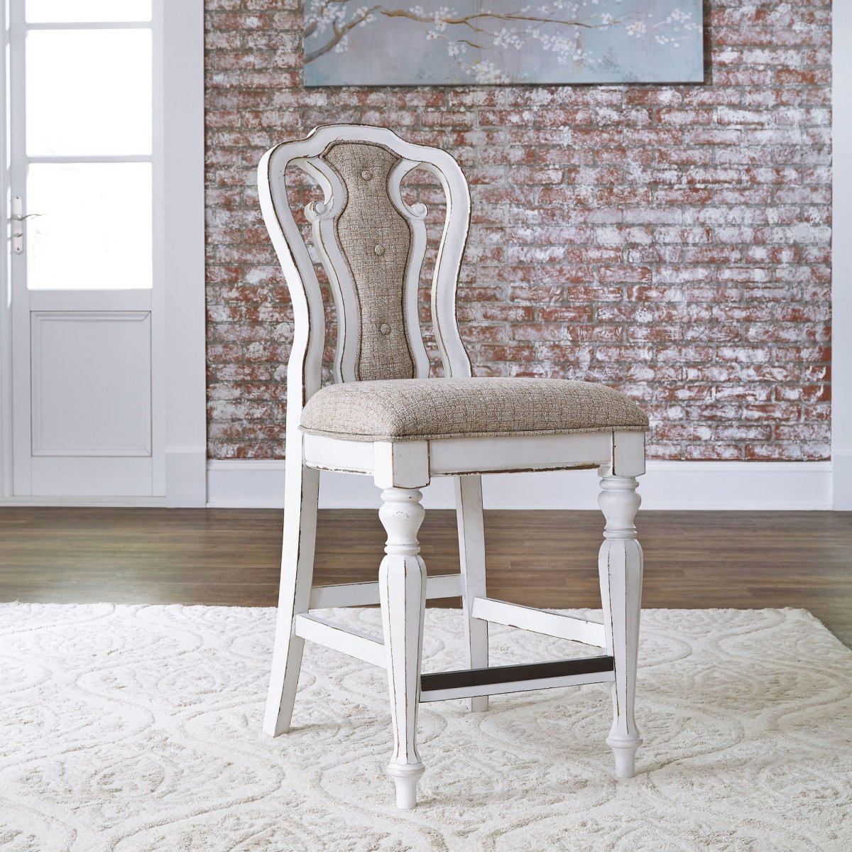 Magnolia Manor - Counter Height Chair - White Counter Chairs by Liberty Furniture - Walls Furniture & Mattress