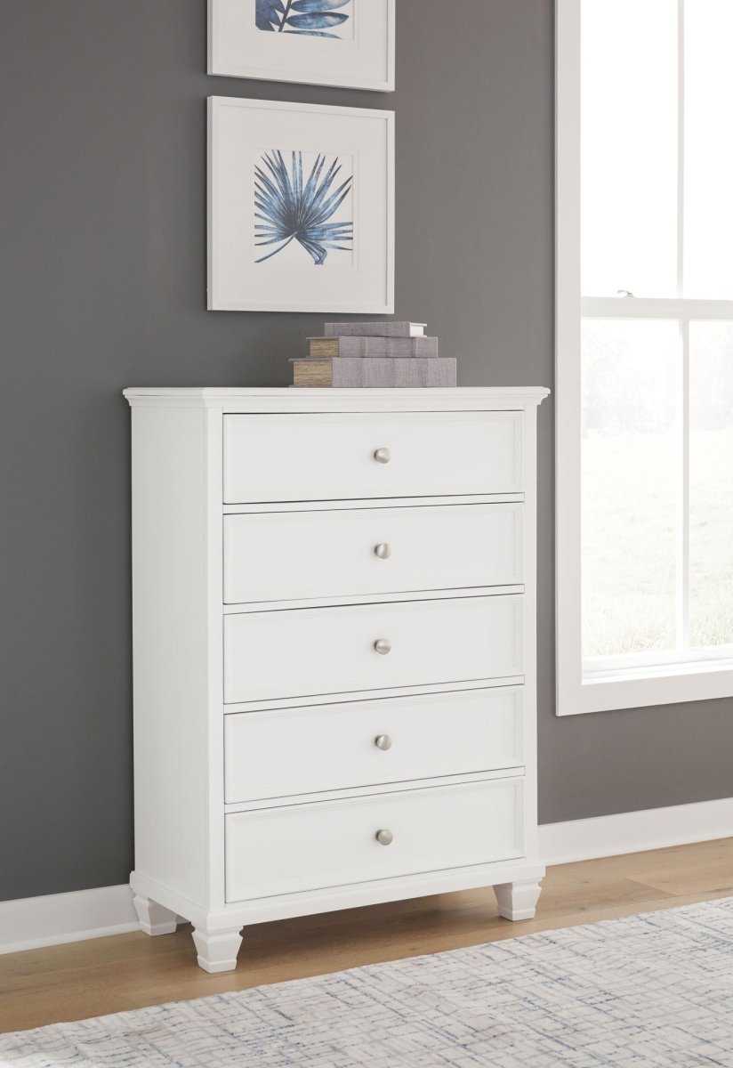 Fortman - Five Drawer Chest - White Accent Chests by Signature Design by Ashley® - Walls Furniture & Mattress