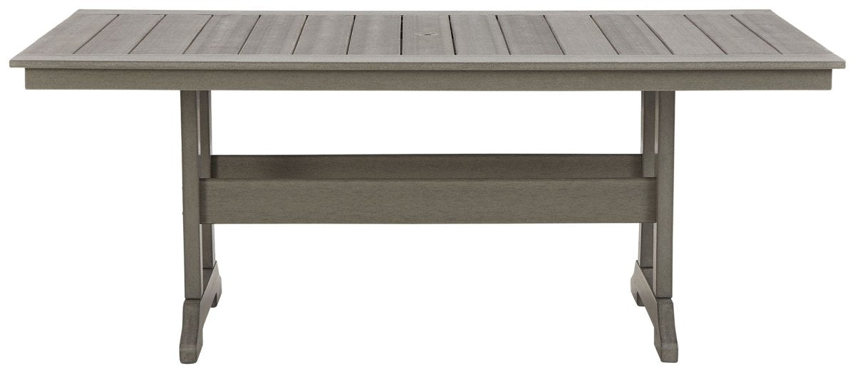 Visola - 7 Pc. - Dining Set with 6 Chairs - Gray 7 Piece Outdoor Sets by Signature Design by Ashley® - Walls Furniture & Mattress