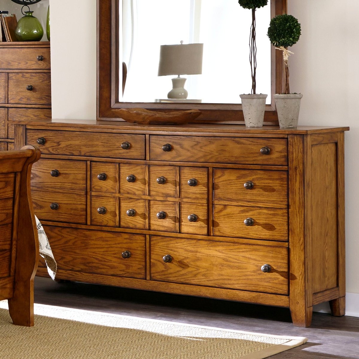 Grandpas Cabin - 7 Drawer Dresser - Light Brown Dressers by Liberty Furniture - Walls Furniture & Mattress